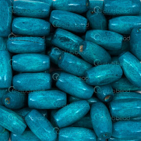 1110-240112-1403 - Bille de Bois Grain de Riz 14x7mm Turquoise Teint Trou 1.5mm 90gr (app.300pcs) 1110-240112-1403,Billes,Bois,montreal, quebec, canada, beads, wholesale
