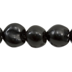 *1110-4358-03 - Nut Bead Kukui Natural Shape App. 22x25mm Black 16'' String Philippines *1110-4358-03,montreal, quebec, canada, beads, wholesale
