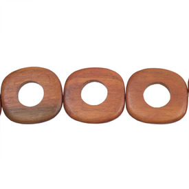 1110-6015-01 - Wood Bead Sebucao Donut Square 35MM 16'' String Philippines 1110-6015-01,Beads,Wood,Donut,Bead,Sebucao,Wood,Wood,35MM,Donut,Square,Orange,Philippines,16'' String,montreal, quebec, canada, beads, wholesale