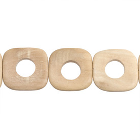 1110-6015-05 - Wood Bead Whitewood (Tambabawood / Neonauclea media) Donut Square 35MM 16'' String Philippines 1110-6015-05,anneau carre,Bead,Whitewood (Tambabawood / Neonauclea media),Wood,Wood,35MM,Donut,Square,Beige,Philippines,16'' String,montreal, quebec, canada, beads, wholesale