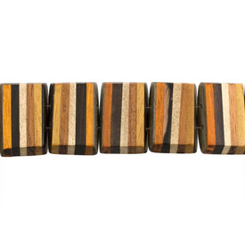1110-6017-07 - Wood Bead Rectangle Flat 19X28MM Striped 10pcs String Philippines 1110-6017-07,Beads,Rectangle,Bead,Wood,Wood,19X28MM,Rectangle,Flat,Mix,Striped,Philippines,10pcs String,montreal, quebec, canada, beads, wholesale
