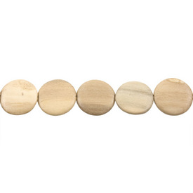 1110-6022-05 - Wood Bead Whitewood (Tambabawood / Neonauclea media) Coin 25MM 16'' String Philippines 1110-6022-05,montreal, quebec, canada, beads, wholesale