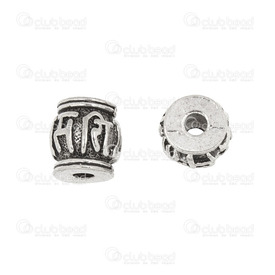 1111-0265-OXWH - Metal Bead Fancy Cylinder With Engraved Design 10x10mm Antique Nickel 3mm Hole 10pcs 1111-0265-OXWH,CYLINDRE METAL,montreal, quebec, canada, beads, wholesale