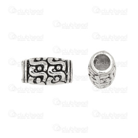 1111-0269-OXWH - Metal Bead Fancy Tube With Engraved Design 12x6.5mm Antique Nickel 4mm Hole 20pcs 1111-0269-OXWH,Bille de metal tube,Bead,Fancy,Metal,Metal,12X7MM,Cylinder,Tube,With Engraved Design,Antique Nickel,4mm Hole,China,20pcs,montreal, quebec, canada, beads, wholesale
