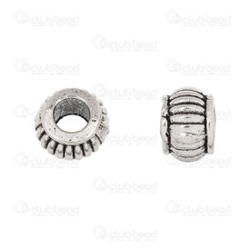 1111-0273-5 - Metal Bead Barel 5x7mm Lined Design 3mm hole Natural 30pcs 1111-0273-5,billes 3mm,montreal, quebec, canada, beads, wholesale