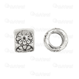 1111-0440-05 - Metal Bead Cylinder With Flowers 9X8MM Nickel 6mm Hole 20pcs 1111-0440-05,Beads,Metal,Others,20pcs,Cylinder,Bead,Metal,Metal,9X8MM,Cylinder,Cylinder,With Flowers,Grey,Nickel,montreal, quebec, canada, beads, wholesale