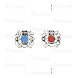 1111-0473 - Metal Bead Fancy With Blue and Red Stone Square 11X11MM Antique Nickel 2pcs Tibetan Style 1111-0473,Clearance by Category,Metal,2pcs,Bead,Metal,Metal,11X11MM,Square,Fancy,With Blue and Red Stone,Antique Nickel,2pcs,Tibetan Style,montreal, quebec, canada, beads, wholesale