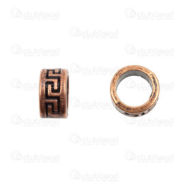 1111-0501-OXCO - Metal Bead Spacer Round 8x4mm Antique Copper With Greek Key Design 5.5mm Hole 50pcs 1111-0501-OXCO,Findings,Metal,Bead,Spacer,Metal,Metal,8X4MM,Round,Round,Brown,Antique Copper,With Greek Key Design,5.5mm Hole,China,montreal, quebec, canada, beads, wholesale