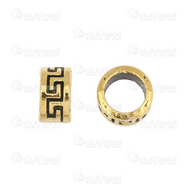 1111-0501-OXGL - Metal Bead Spacer Round 8x4mm Antique Gold With Greek Key Design 5.5mm Hole 50pcs 1111-0501-OXGL,Findings,Spacers,Beads,8X4MM,Bead,Spacer,Metal,Metal,8X4MM,Round,Round,Yellow,Antique Gold,With Greek Key Design,montreal, quebec, canada, beads, wholesale