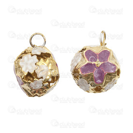 1111-0507-03 - Metal Charm Bell Round With Flowers 18mm Purple filling Gold 20pcs 1111-0507-03,Clearance by Category,Metal,20pcs,Charm,Bell,Metal,Metal,18MM,Round,With Flowers,Gold,Purple filling,China,20pcs,montreal, quebec, canada, beads, wholesale