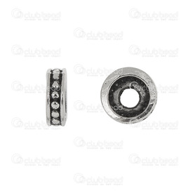 1111-0537 - Metal Bead Spacer Round 6x4mm Antique With Dots 2mm Hole 50pcs 1111-0537,Beads,Metal,Brass,Bead,Spacer,Metal,Metal,6X4MM,Round,Round,Grey,Antique,With Dots,2mm Hole,montreal, quebec, canada, beads, wholesale