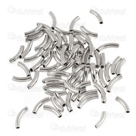 1111-0540-03 - Brass Metal bead tube 7.5x1.5mm curve round 1mm hole Natural 100 pcs 1111-0540-03,Metal bead tube,montreal, quebec, canada, beads, wholesale