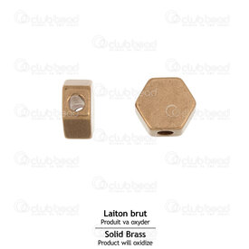1111-1107-0105 - Laiton Brut Bille Hexagone 5x2.5mm Naturel Trou 1mm 50pcs 1111-1107-0105,Laiton,montreal, quebec, canada, beads, wholesale