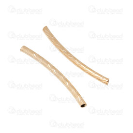 1111-1155-25KC - Brass Bead Tube Curve 25x2mm Fancy Design 1.2mm hole Gold KC 100pcs 1111-1155-25KC,Tube,montreal, quebec, canada, beads, wholesale