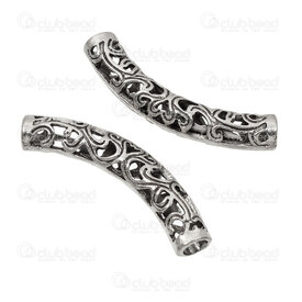 1111-1159-WH - Metal Bille Tube Courbe 36x6mm Motif Fantaisie Creux Trou 4mm Naturel 20pcs 1111-1159-WH,Billes,Métal,montreal, quebec, canada, beads, wholesale