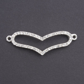 1111-1243-01 - Metal with Stones Link Silver Heart Donut 15X36MM Crystal 2 Loops 5pcs 1111-1243-01,montreal, quebec, canada, beads, wholesale