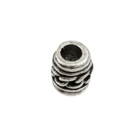 1111-1321-OXWH - Metal Bead Cylinder Fancy 8X11MM Antique Nickel Large Hole 20pcs 1111-1321-OXWH,montreal, quebec, canada, beads, wholesale