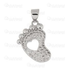 1111-5000-005 - Metal Pendant With Bail Baby foot With hearth in center 12x20mm Silver With Cubic Zirconia Stones 1pc 1111-5000-005,Pendants,Metal,12X20MM,Pendant,With Bail,Metal,Metal,12X20MM,Baby foot,With hearth in center,Silver,With Cubic Zirconia Stones,China,1pc,montreal, quebec, canada, beads, wholesale