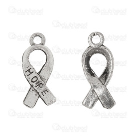 1111-5000-007 - Metal Pendant Ribbon Inscription:breast cancer  Hope 8x15mm Antique Nickel 50pcs 1111-5000-007,Beads,Pendant,Metal,Pendant,Metal,Metal,8X15MM,Ribbon,Inscription: Hope,Antique Nickel,China,50pcs,montreal, quebec, canada, beads, wholesale