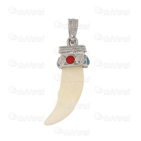 1111-5010-005 - Tooth Pendant With Bail Wolf Tooth With metal Tibetan style cap 16x34mm 1pc  Theme: Animals 1111-5010-005,Pendants,Pendant,With Bail,Natural,Tooth,16X34MM,Wolf Tooth,With metal Tibetan style cap,China,1pc,Theme: Animals,montreal, quebec, canada, beads, wholesale