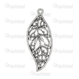 1111-5011-005 - Nature Metal Pendant With Fancy Design Leaf 28x45mm Antique Nickel 20pcs  2.1g 1111-5011-005,Beads,Metal,Others,20pcs,Pendant,Nature,Metal,Metal,28X45MM,Free Form,Leaf,With Fancy Design,Grey,Antique Nickel,montreal, quebec, canada, beads, wholesale