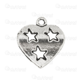 1111-5014-001 - Coeur Pendentif Coeur Métal Nickel 15X16mm avec Étoile 0,9gr 50pcs 1111-5014-001,montreal, quebec, canada, beads, wholesale