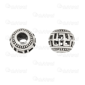 1111-5035 - Metal bead fancy hollow \"peace sign\" , 14MM, antique nickel 5pcs 1111-5035,bille 14mm,montreal, quebec, canada, beads, wholesale