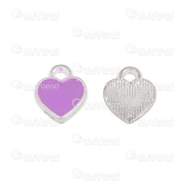 1111-5114-09 - Metal Charm Heart Flat Back 7x8mm Lilac filling Silver 50pcs 1111-5114-09,Coeur en metal,montreal, quebec, canada, beads, wholesale