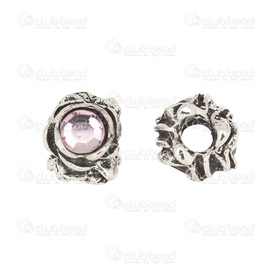 *1111-5200-035 - Metal Bead European Style Fancy Flower 10x13mm Antique Nickel With Pink Acrylic Cabochons 4.5mm Hole 5pcs *1111-5200-035,European style,Bead,European Style,Metal,Metal,10X13MM,Round,Fancy Flower,Antique Nickel,With Pink Acrylic Cabochons,4.5mm Hole,China,5pcs,montreal, quebec, canada, beads, wholesale