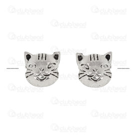 1111-5210-07 - Animal Metal Bead Cat Face 10.5x10.5x3.5mm Nickel 1mm hole 30pcs 1111-5210-07,Beads,Metal,Others,montreal, quebec, canada, beads, wholesale