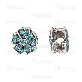 1111-5211-003 - Metal Bead European Style Flower With Rhinestones 9x10mm Turquoise 5mm Hole 5pcs 1111-5211-003,Bead,European Style,Metal,Metal,9X10MM,Flower,Flower,With Rhinestones,Turquoise,5mm Hole,China,5pcs,montreal, quebec, canada, beads, wholesale
