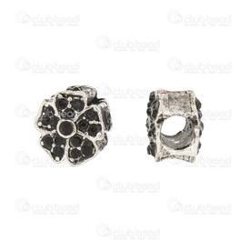 1111-5211-007 - Metal Bead European Style Flower With Rhinestones 9x10mm Jet 5mm Hole 5pcs 1111-5211-007,European style,Bead,European Style,Metal,Metal,9X10MM,Flower,Flower,With Rhinestones,Jet,5mm Hole,China,5pcs,montreal, quebec, canada, beads, wholesale
