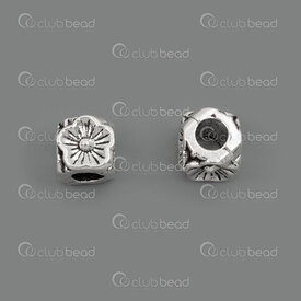 1111-5211-13WH - Nature Metal Bead Cube 5mm Flower Design 2.5mm Hole Natural 50pcs 1111-5211-13WH,cube beads,montreal, quebec, canada, beads, wholesale