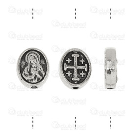 1111-5212-001 - Metal Bead Spacer Virgin Mary With Cross 10x8mm Antique Nickel 50pcs  Theme: Religious 1111-5212-001,Beads,Metal,Others,Bead,Spacer,Metal,Metal,10X8MM,Oval,Virgin Mary,With Cross,Antique Nickel,China,50pcs,montreal, quebec, canada, beads, wholesale