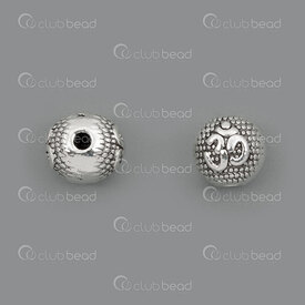 1111-5212-15WH - Spiritual Metal Bead Rround 8mm OM Design 1.5mm hole Natural 20pcs 1111-5212-15WH,Beads,Metal,Others,montreal, quebec, canada, beads, wholesale
