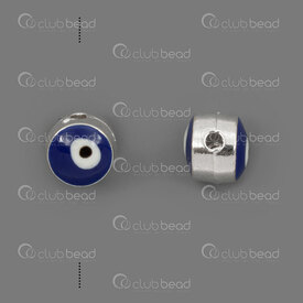 1111-5212-17051 - Spirituel Metal Bille Mauvais Œil 5.5x4.5mm Bleu Trou 1mm Argent 20pcs 1111-5212-17051,1111-,montreal, quebec, canada, beads, wholesale