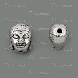 1111-5212-23 - Spirituel Metal Bill Tete de Bouddha 14.5x11.5x10mm Trou 2mm Naturel 10pcs 1111-5212-23,Billes,Métal,Autres,montreal, quebec, canada, beads, wholesale