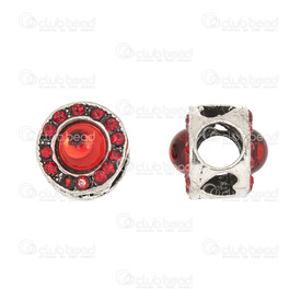 1111-5214-001 - Metal Bead European Style With Hearts With Rhinestones With Red Acrylic Cabochons 5mm Hole 5pcs 1111-5214-001,Beads,European style,Bead,European Style,Metal,Metal,Round,With Hearts,With Rhinestones,With Red Acrylic Cabochons,5mm Hole,China,5pcs,montreal, quebec, canada, beads, wholesale