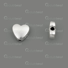 1111-5214-09 - Heart Metal Bead Heart 7x7.5x3.5mm Plain 1mm Hole Natural 40pcs 1111-5214-09,Heart beads,montreal, quebec, canada, beads, wholesale