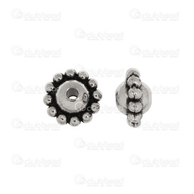 1111-5250-003 - Metal Bead Spacer Flower 9x9mm Antique Edge with Dots 1mm Hole 50pcs 1111-5250-003,Flower,Bead,Spacer,Metal,Metal,9x9mm,Round,Flower,Grey,Antique,Edge with Dots,1mm Hole,China,50pcs,montreal, quebec, canada, beads, wholesale