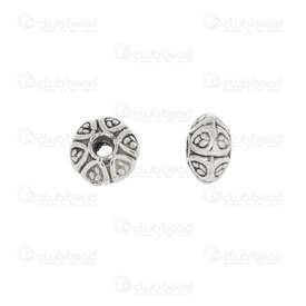 1111-5273-WH - Metal Bead Spacer Round 6.5x4mm Antique With Fancy Design 1.5mm Hole 50pcs 1111-5273-WH,Beads,Metal,Others,Bead,Spacer,Metal,Metal,6.5x4mm,Round,Round,Grey,Antique,With Fancy Design,1.5mm hole,montreal, quebec, canada, beads, wholesale