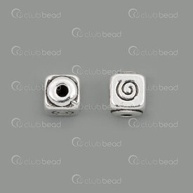 1111-5279-WH - Metal Bead Cube 6.5x6.5x8mm Swirl Design 2mm hole Natural 20pcs 1111-5279-WH,Beads,Metal,montreal, quebec, canada, beads, wholesale