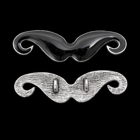 *1111-9800-271 - Metal Pendant Mustache 13x48mm Antique Black/Silver 2 Loops 2pcs *1111-9800-271,Moustache,montreal, quebec, canada, beads, wholesale
