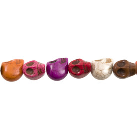 1112-0011 - Semi-precious Stone Bead Skull 14X17MM Mix 16'' String 1112-0011,montreal, quebec, canada, beads, wholesale