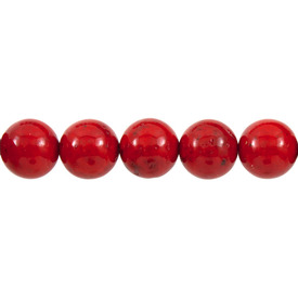1112-0020-01 - Semi-precious Stone Bead Fossil Round 4MM Red 16'' String 1112-0020-01,montreal, quebec, canada, beads, wholesale