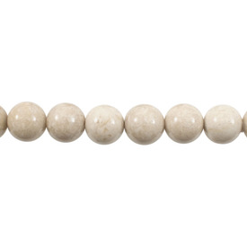 1112-0020-11 - Semi-precious Stone Bead Fossil Round 4MM Ivory 16'' String 1112-0020-11,montreal, quebec, canada, beads, wholesale