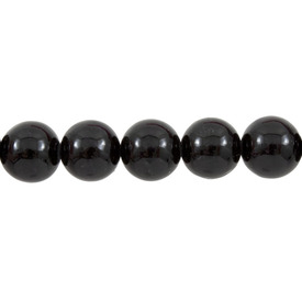 1112-0021-09 - Semi-precious Stone Bead Fossil Round 6MM Black 16'' String 1112-0021-09,montreal, quebec, canada, beads, wholesale