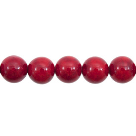 1112-0023-01 - Semi-precious Stone Bead Fossil Round 10MM Red 16'' String 1112-0023-01,montreal, quebec, canada, beads, wholesale