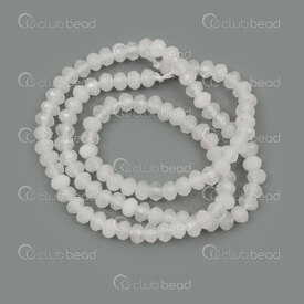 1112-0071-F-11 - Natural Semi Precious Stone Bead Facetted Spacer White Chalcedony 4.5x3mm 1mm hole 15in String 1112-0071-F-11,R*,montreal, quebec, canada, beads, wholesale