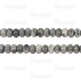 1112-0072-01 - Semi precious stone Bead Rondelle 6.5x4mm black jasper 16'' string 1112-0072-01,montreal, quebec, canada, beads, wholesale